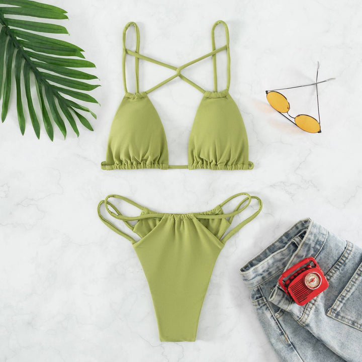 Dame Triangel-Bikini-Sæt med justerbare stropper og elegant krydsdesign Stilla