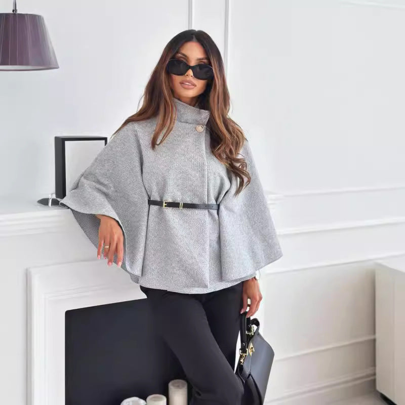 Dame stilfuld Cape-bluse med justerbart bælte Stilla