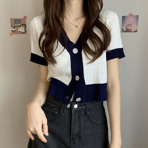 Femme Kabelstrik Kortærmet Cardigan Top Stilla