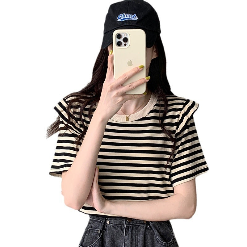 Femme Stribet Fritids Grafik T-shirt Stilla