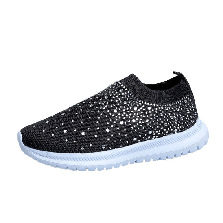 Dame Glitrende Sneakers med elastisk strikket overdel og skridsikker sål Stilla