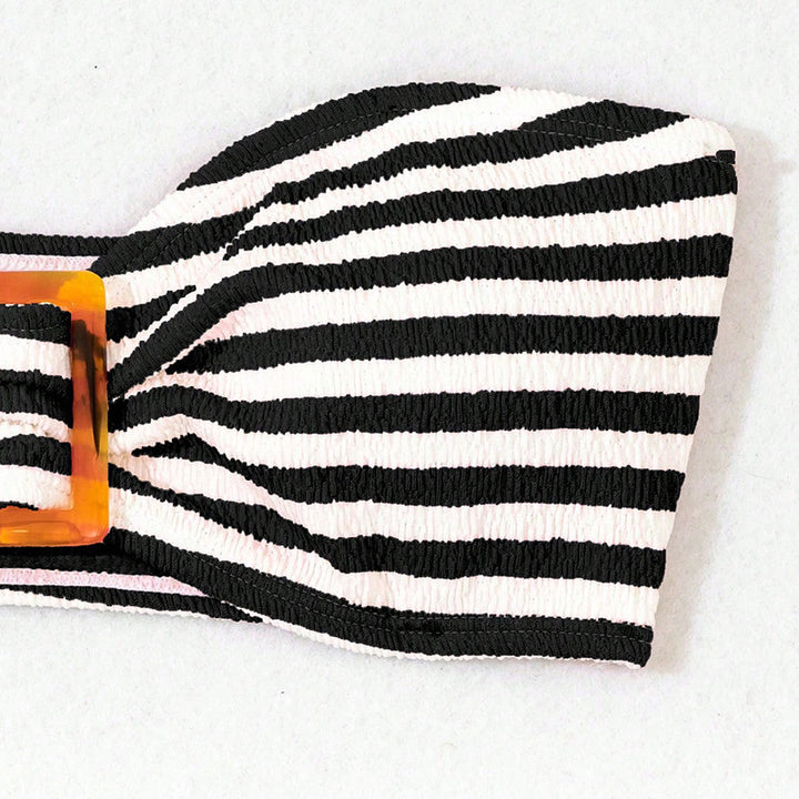 Dame Bandeau-bikini med moderne knude design og højt skåret trusser Skovae