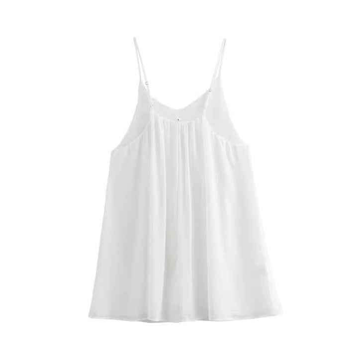 Femme Flydende V-udskæring Spaghetti strop Bluse Stilla
