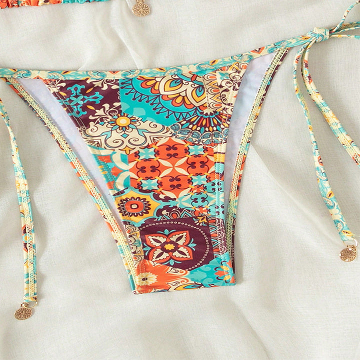 Damer Legestribet trekant-bikini med blomstermotiv Skovae