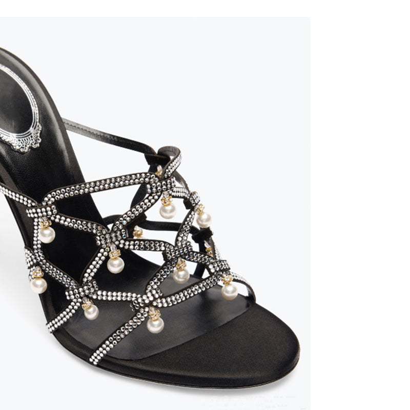 Femme High-Style Strappy High-Heels Sandaler med perle- og strassdetaljer Stilla