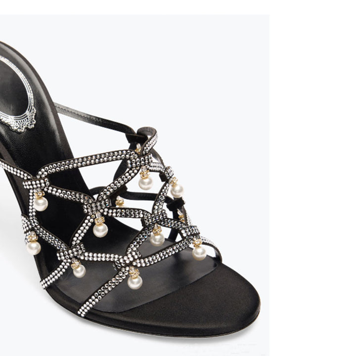 Femme High-Style Strappy High-Heels Sandaler med perle- og strassdetaljer Stilla