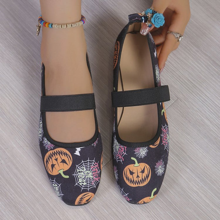 Dame Halloween-motiv Ballerinas med elastisk fodseng Stilla