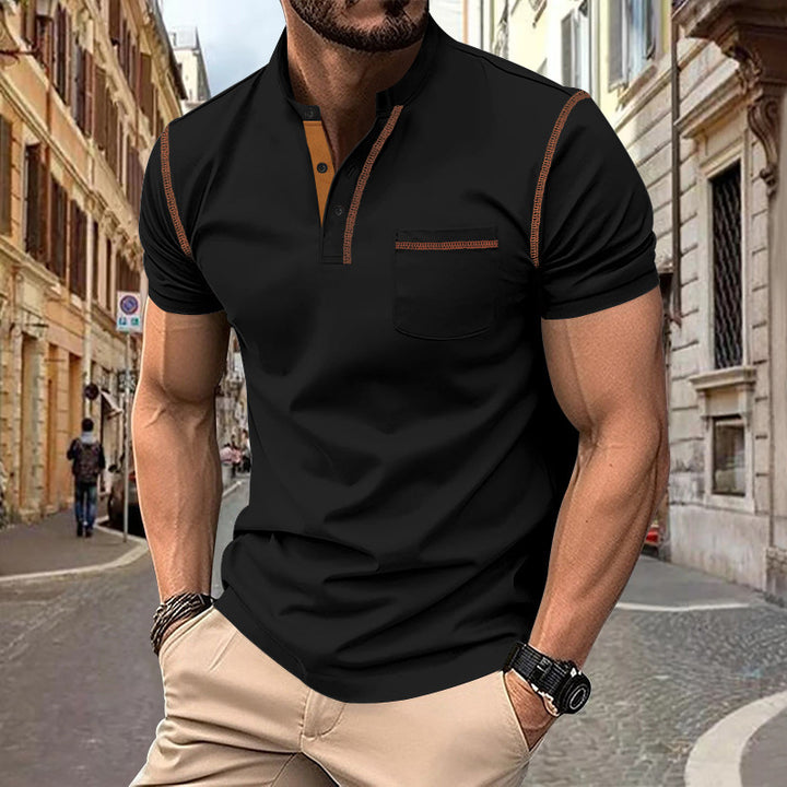 Herrer moderne polo skjorte med funktionelle detaljer og brystlomme Stilla