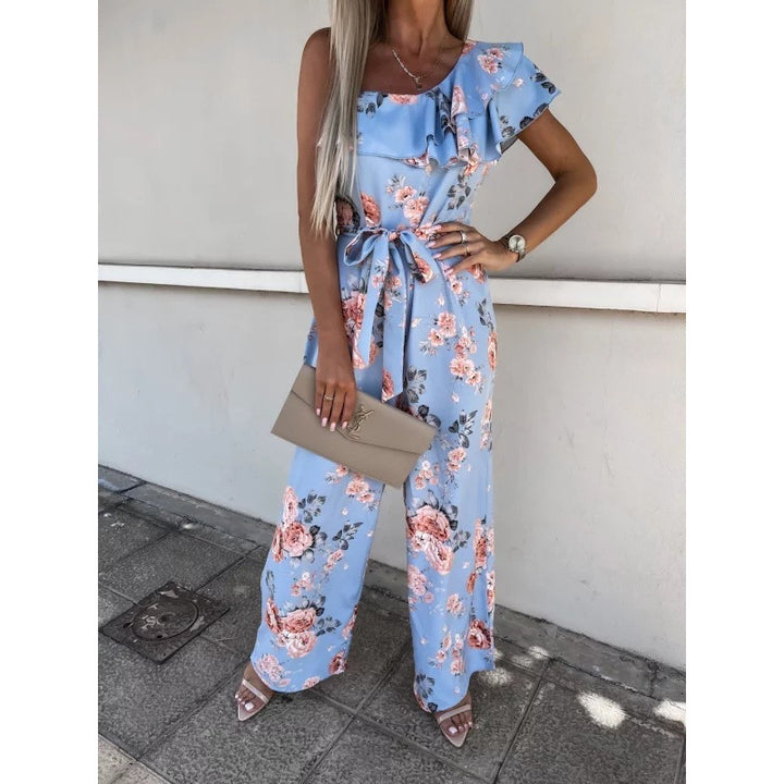 Dame Én-skulder Blomst Rynke jumpsuit Stilla