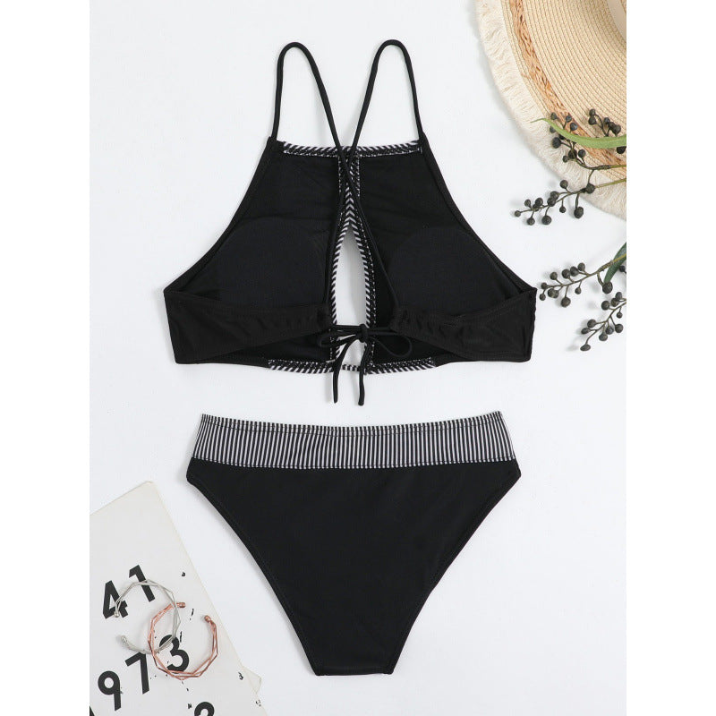Dame Sport-Bikini med moderne stribedesign og justerbare stropper Skovae