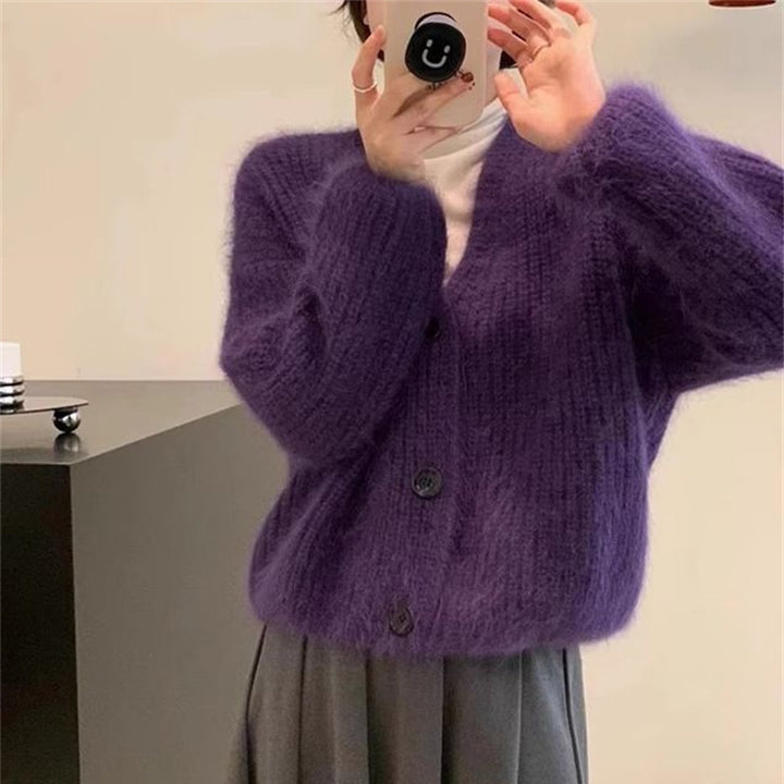Dame Fleece Cardigan med Knap og Casual Skæring Stilla