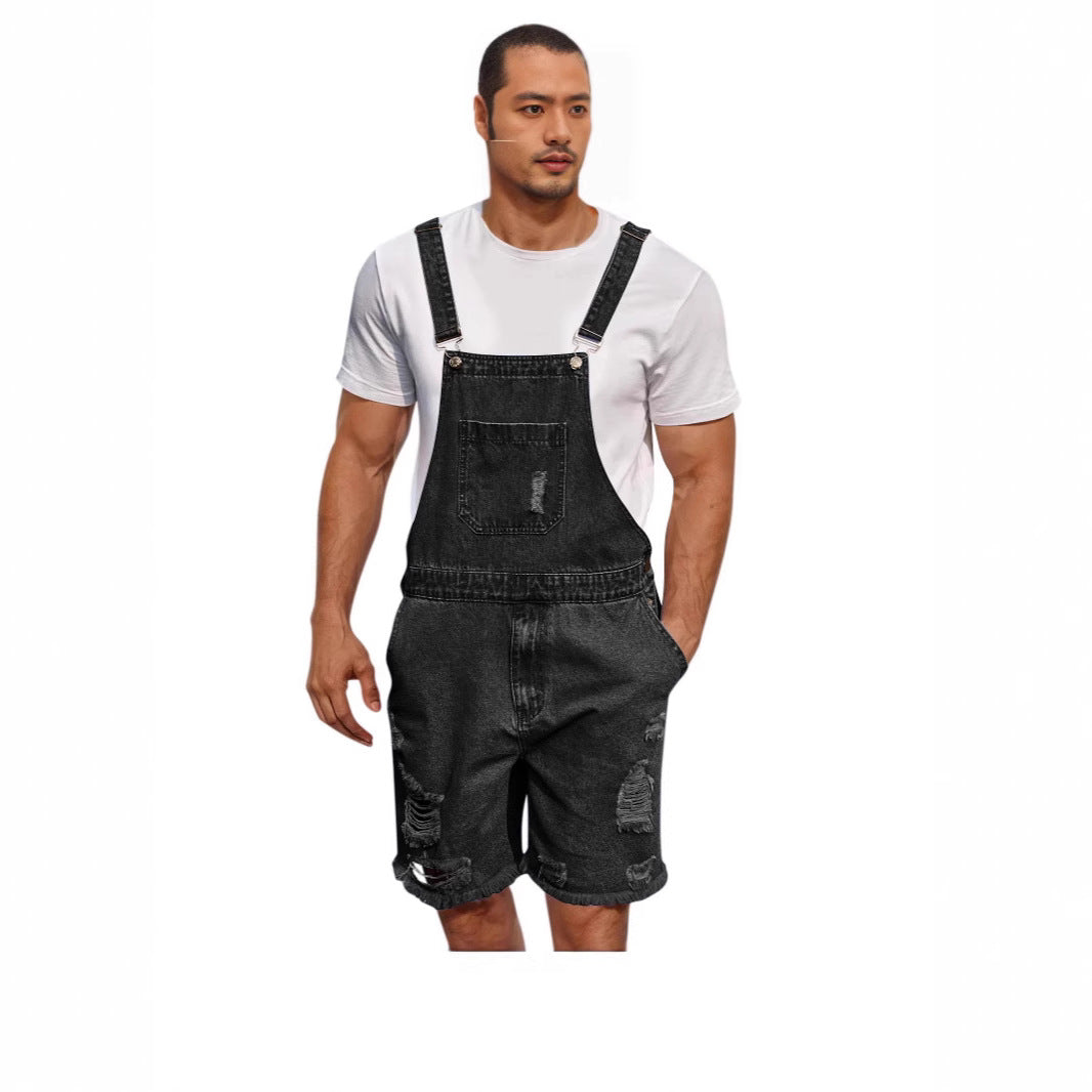 Herrer denim-covery shorts i afslappet design med påsyede lommer Skovae
