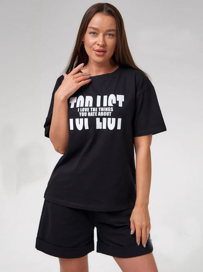Dame Grafik T-shirt og Shorts Sæt Stilla