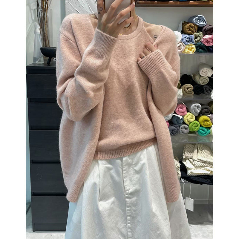 Kvinders fluffy strikket sweater med afslappet snit og åbne ærmer Stilla