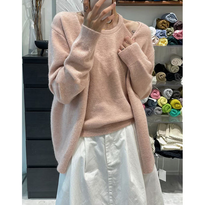 Kvinders fluffy strikket sweater med afslappet snit og åbne ærmer Stilla