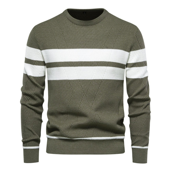 Herrer strikkepullover med moderne vaffelmønster og elegante striber Stilla