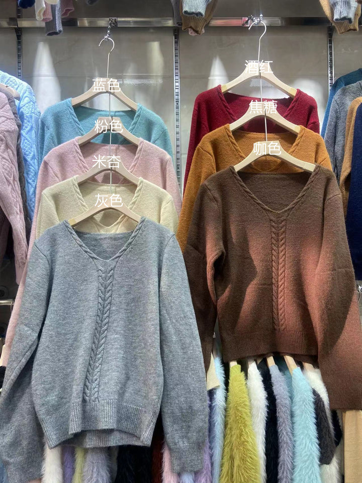 Femme Blød V-Udskæring Strikpullover Stilla