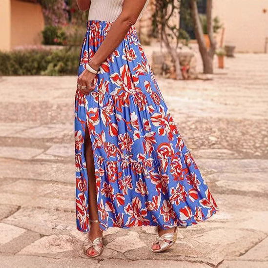 Kvinder Bohemian Floral Trin Kjole Maxi Nederdel Stilla