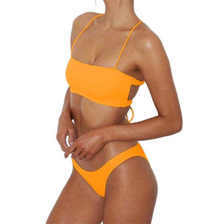 Dame Bandeau-Bikini-Sæt med minimalistiske linjer og justerbare bånd Stilla