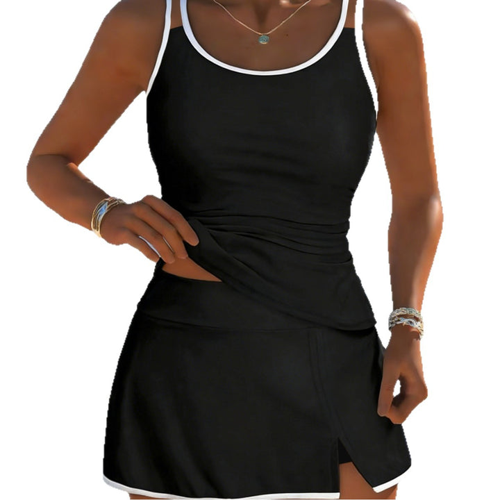 Dame Sporty Tankini-sæt med elegant nederdel og justerbare stropper Skovae