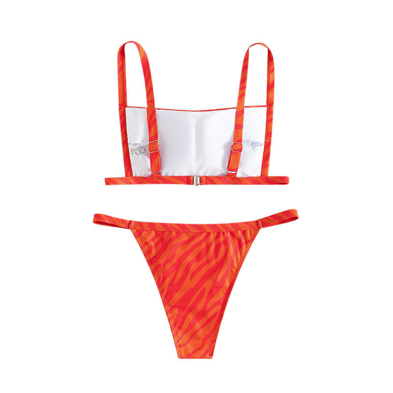 Dame Bikini-sæt med justerbare stropper og dyreprint Skovae