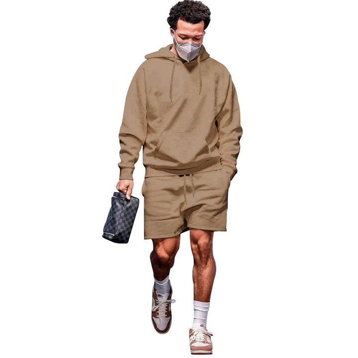Herre afslappet hoodie- og shorts-sæt i åndbart materiale med praktiske lommer Stilla