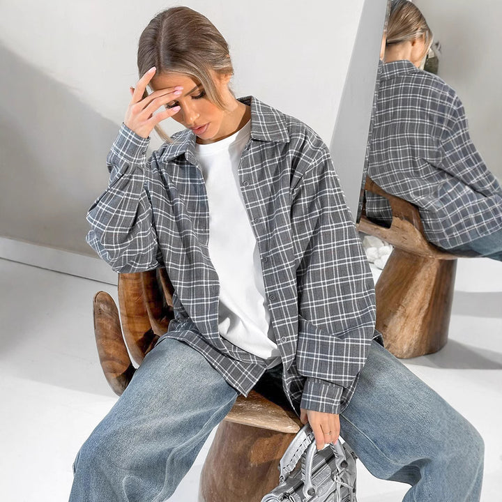 Dame Ternet Oversized-Skjortejakke med afslappet pasform Stilla