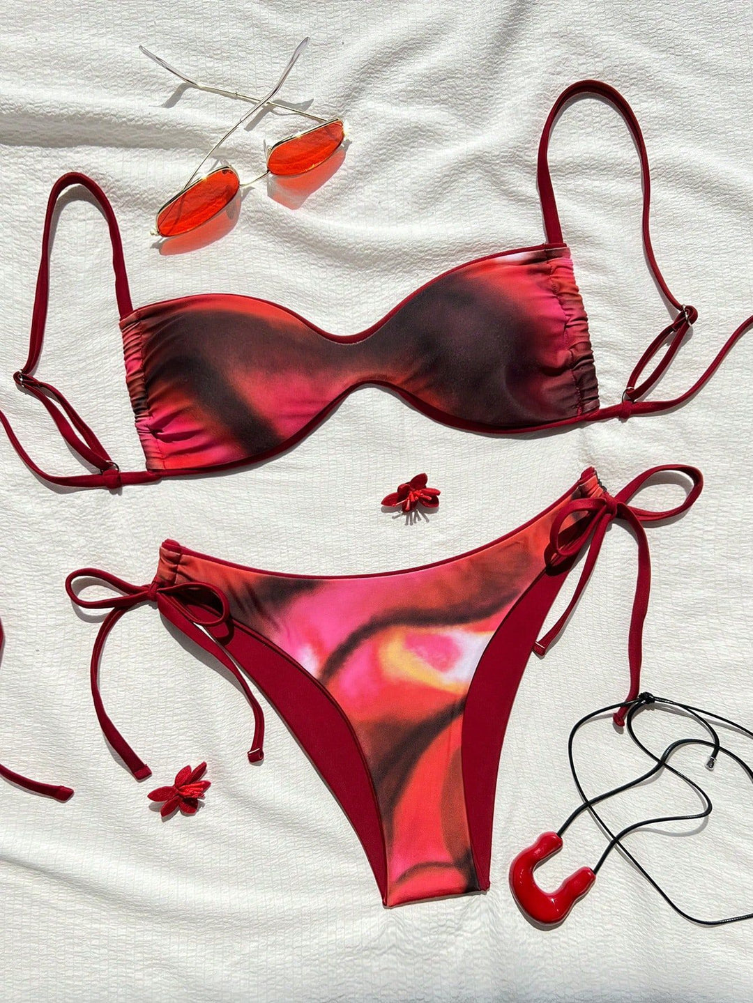 Dame Push-Up Bikini med elegant dyreprint og justerbare stropper Skovae