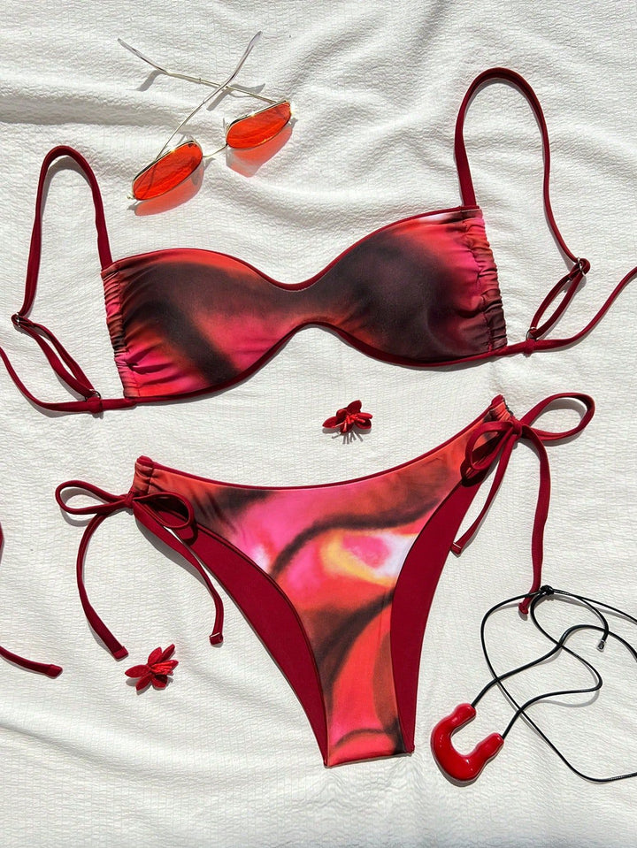 Dame Push-Up Bikini med elegant dyreprint og justerbare stropper Skovae