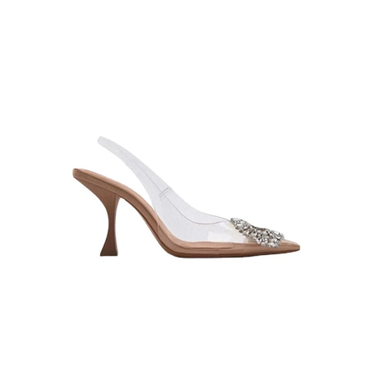 Dame elegante transparente pumps med glitrende krystalaccentuer Stilla
