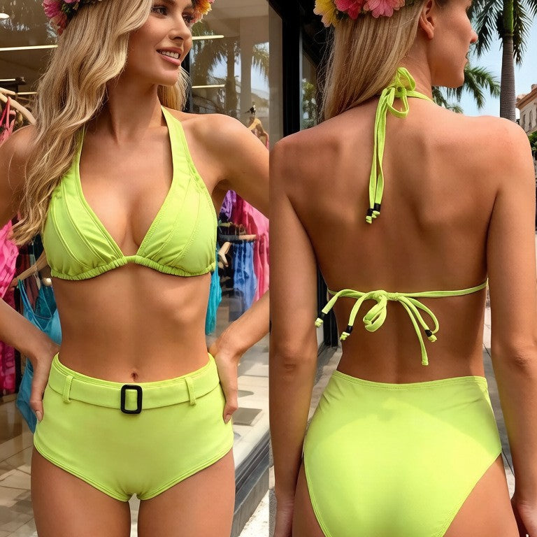 Dame triangle bikini sæt med praktiske spænde detaljer Skovae
