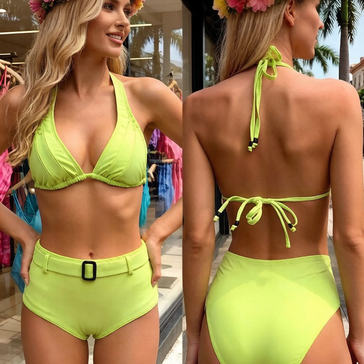 Dame triangle bikini sæt med praktiske spænde detaljer Skovae