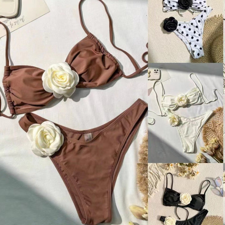 Dame Bandeau-Bikini med blomsterdetaljer Skovae