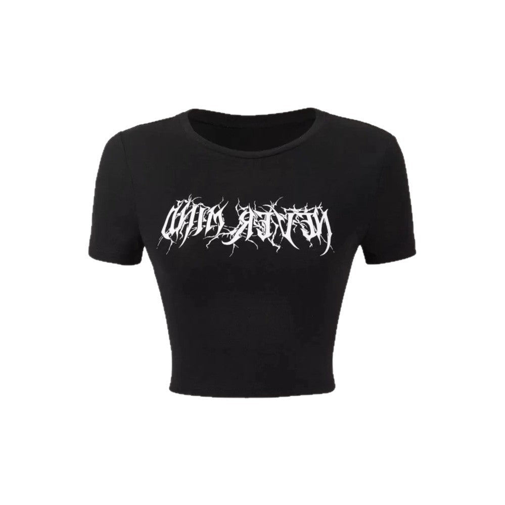 Kvinde Crop-Cardigan med kreativ statementtryk Skovae