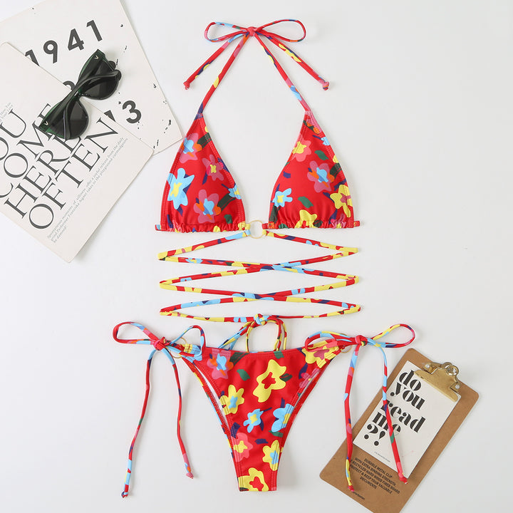 Dame Strop Floral Print Bikini Sæt Stilla