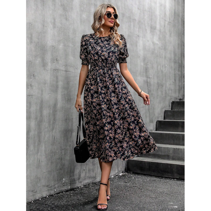 Dame Let Maxi Kjole med Blomsterprint og Smock-Talje Stilla