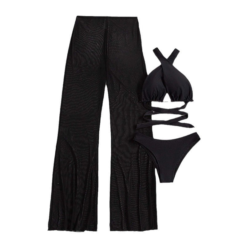 Dame Bikini-sæt med elegant bandeau-top og luftig palazzo-bukser Stilla