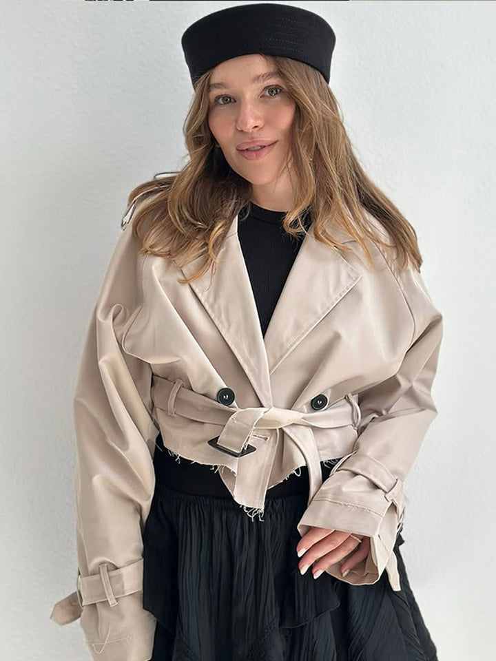 Dame modisch trenchcoat med bælte og oversized snit Stilla