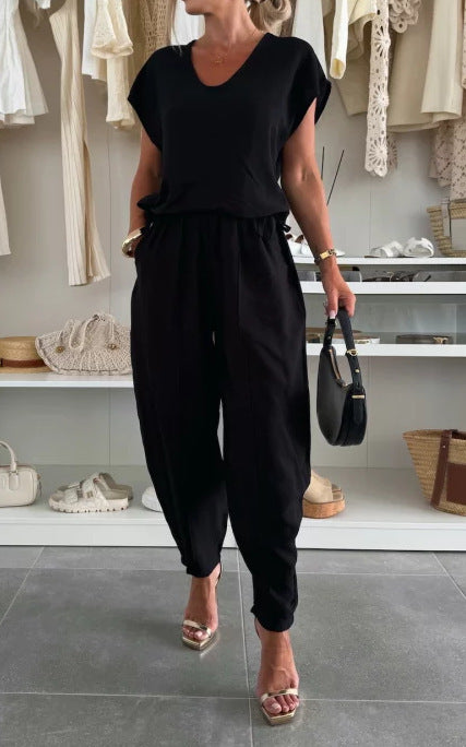 Kvinders afslappede jumpsuit med elastisk talje og lommer Stilla