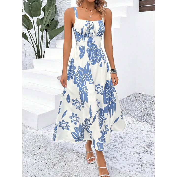 Femme Tribal Print Maxi Kjole med justerbare stropper Stilla