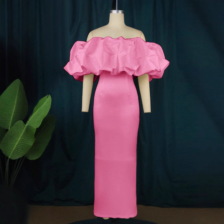 Damer Elegant Off-shoulder Maxikjole med voluminøse flæsekanter Skovae