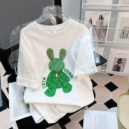 Dame T-shirt med glamorøst bjørnemotiv og fine glimmer-applikationer Stilla