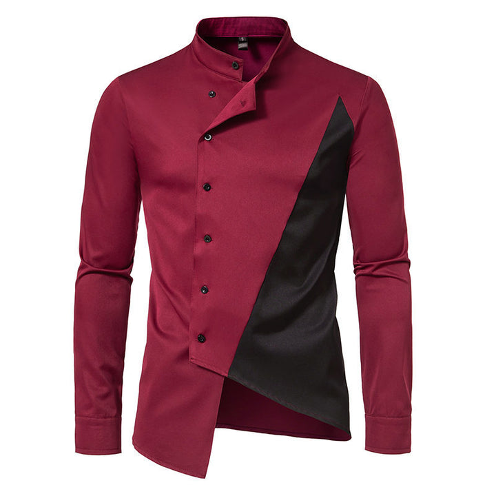 Herrer Modern Asymmetrisk Button-Up Skjorte Stilla