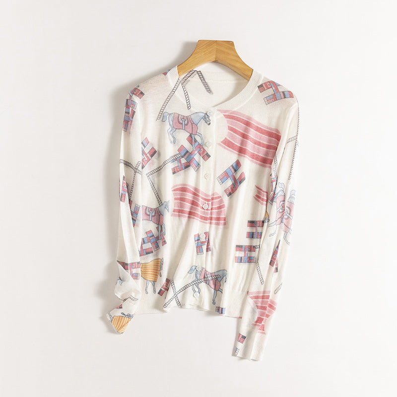 Femme Kunstnerisk Grafisk Pullover Sweater Stilla