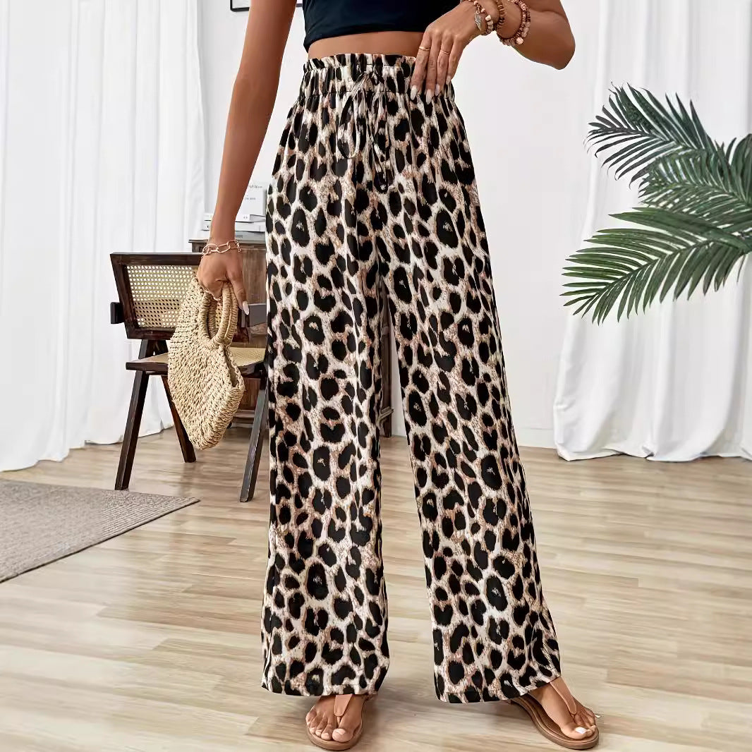 Dame Bred High-Waist Bukser med Dyreprint Stilla