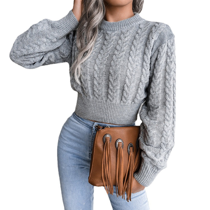 Femme Cropped Tekstureret Kabelstrikpullover Stilla