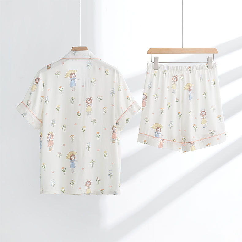 Dame Pyjama-sæt med legende bjørnemønster og åndbart materiale Stilla
