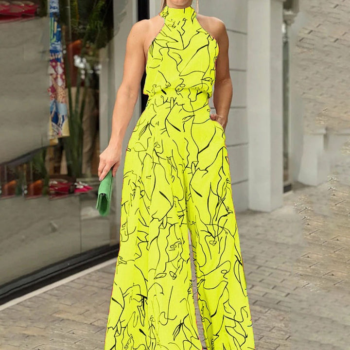 Dame jumpsuit med unikt grafisk design og afslappet snit Stilla