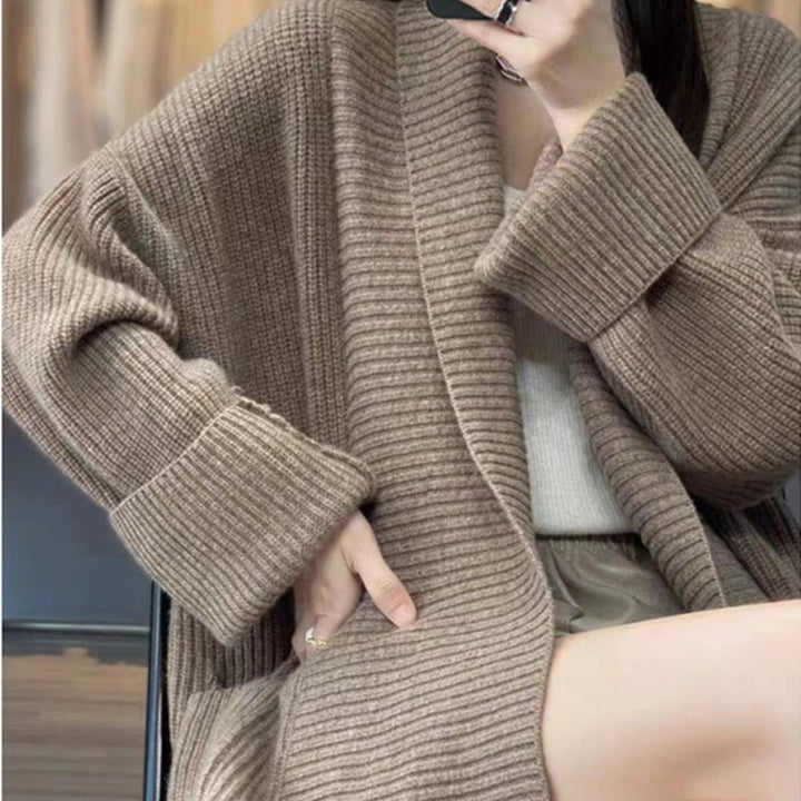 Femme Ribbstrik Åben-Front Cardigan Stilla