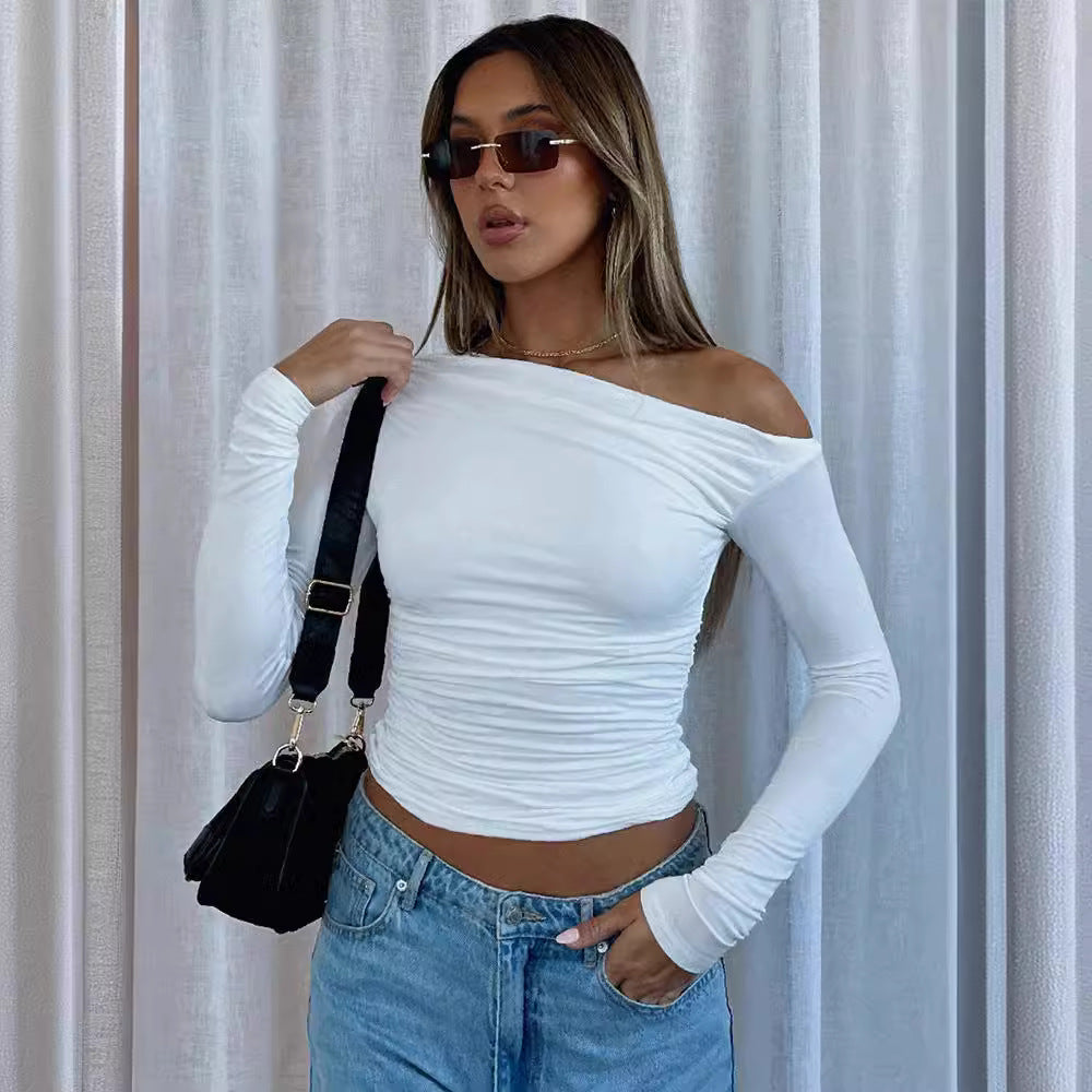 Damer Rynk Longsleeve med asymmetrisk U-hals Stilla